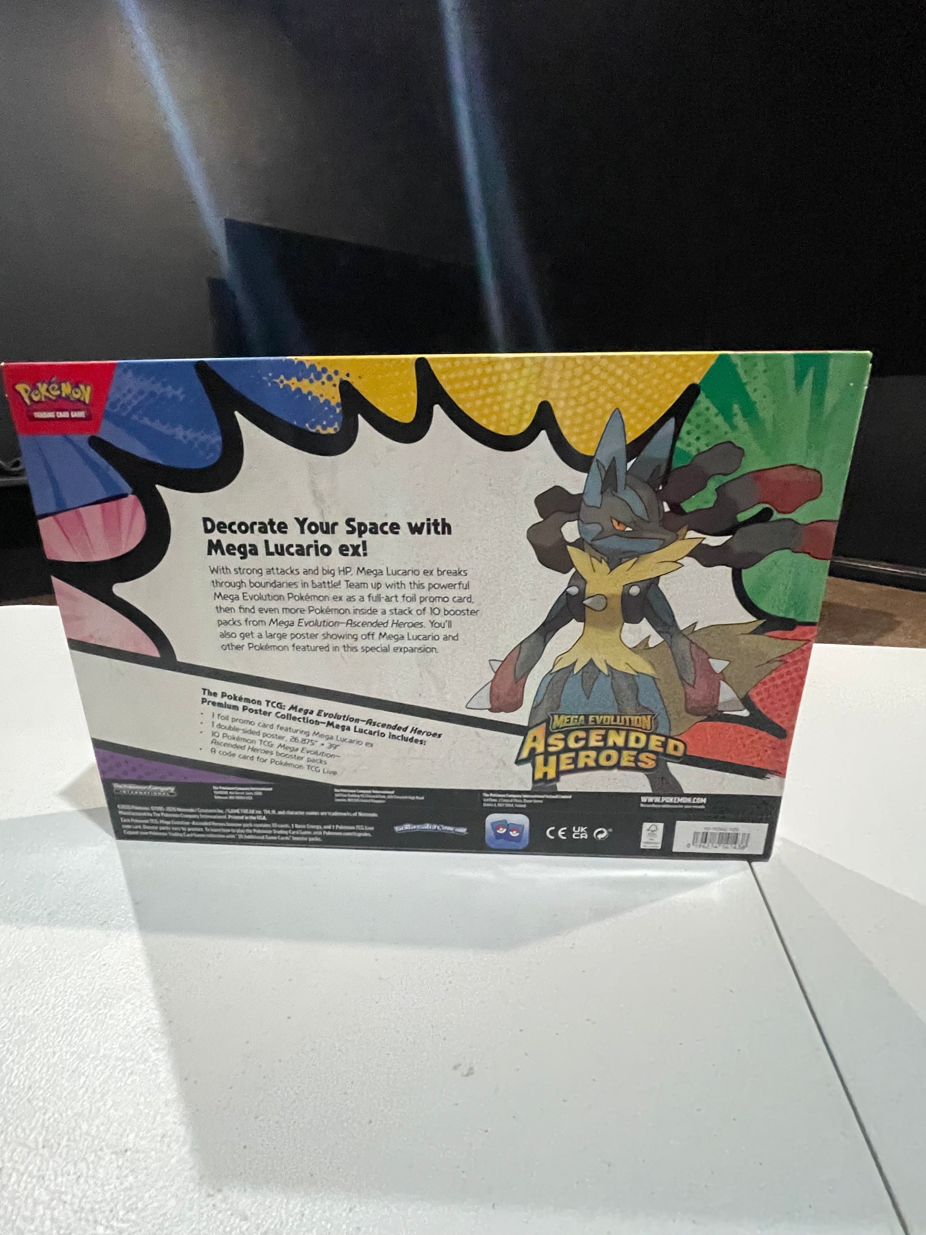 Pokémon TCG Ascended Heroes Mega Lucario Premium Poster Collection Sealed Box
