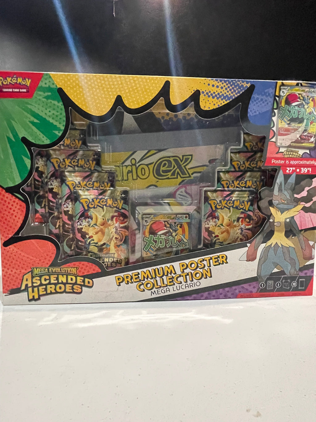 Pokémon TCG Ascended Heroes Mega Lucario Premium Poster Collection Sealed Box