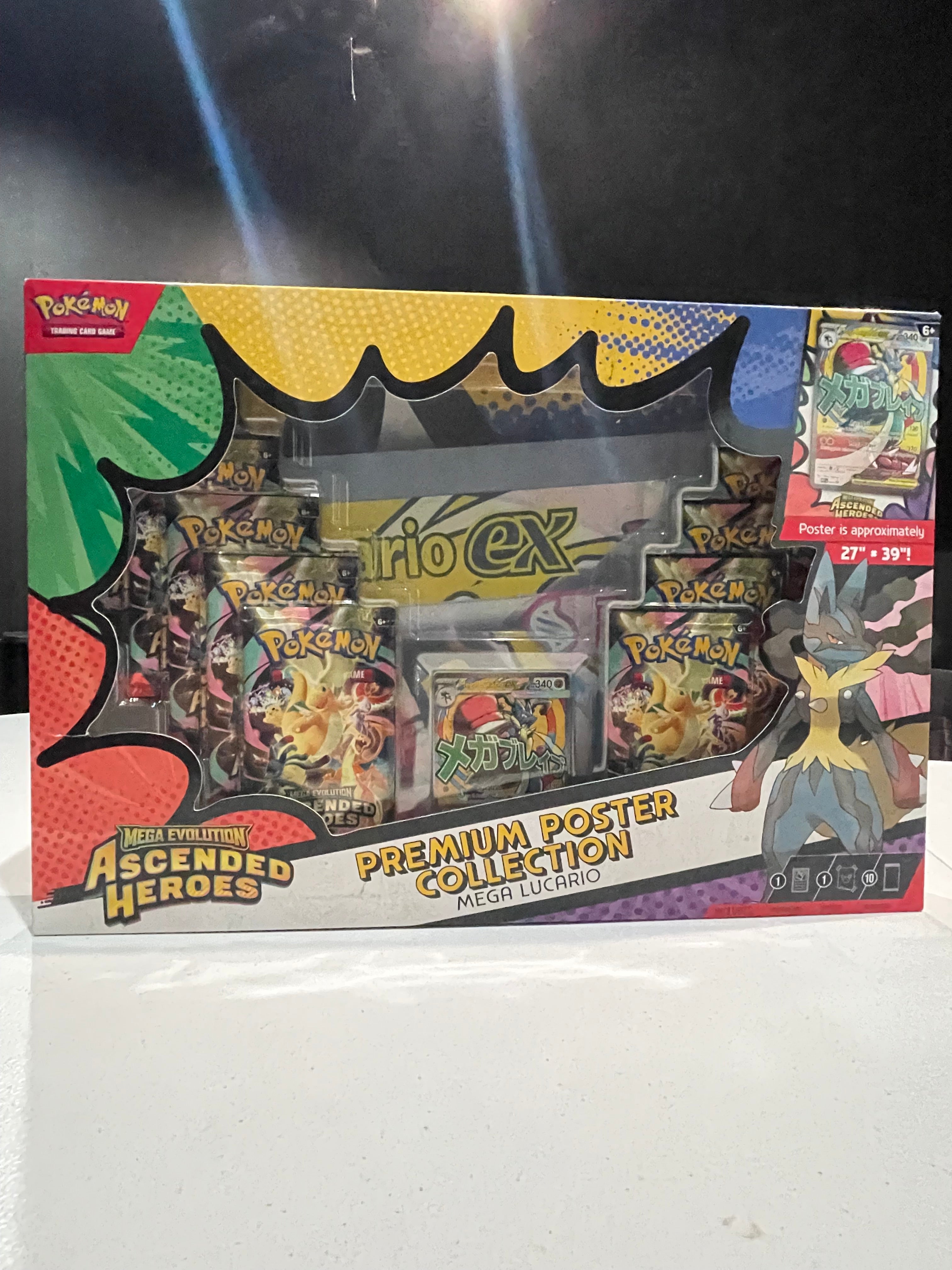 Pokémon TCG Ascended Heroes Mega Lucario Premium Poster Collection Sealed Box
