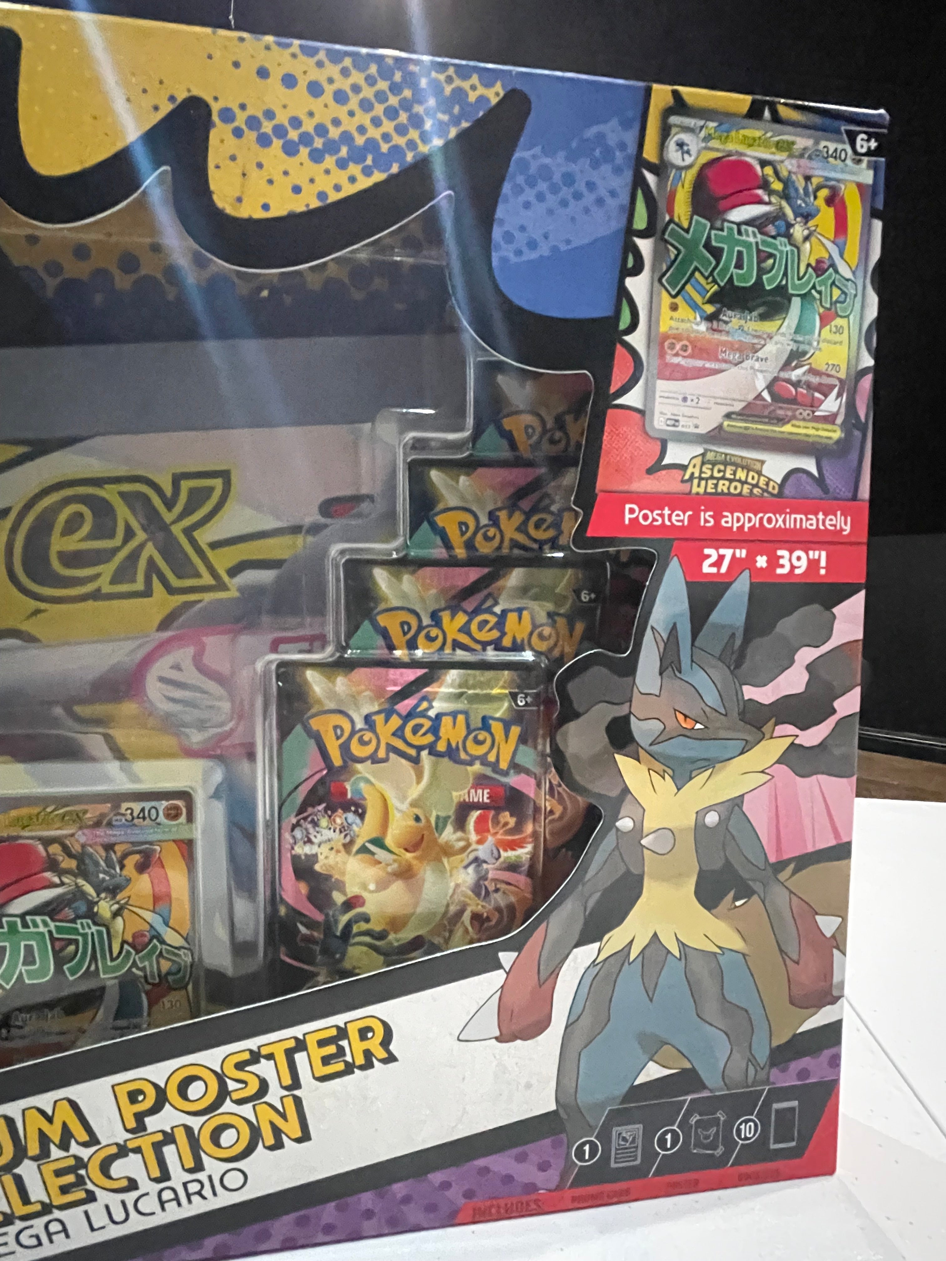 Pokémon TCG Ascended Heroes Mega Lucario Premium Poster Collection Sealed Box