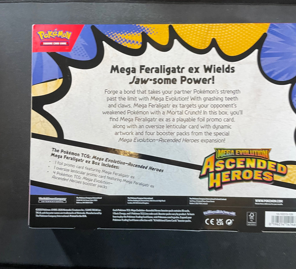Pokemon TCG Mega Feraligatr ex Box Ascended Heroes Sealed 4 Booster Packs