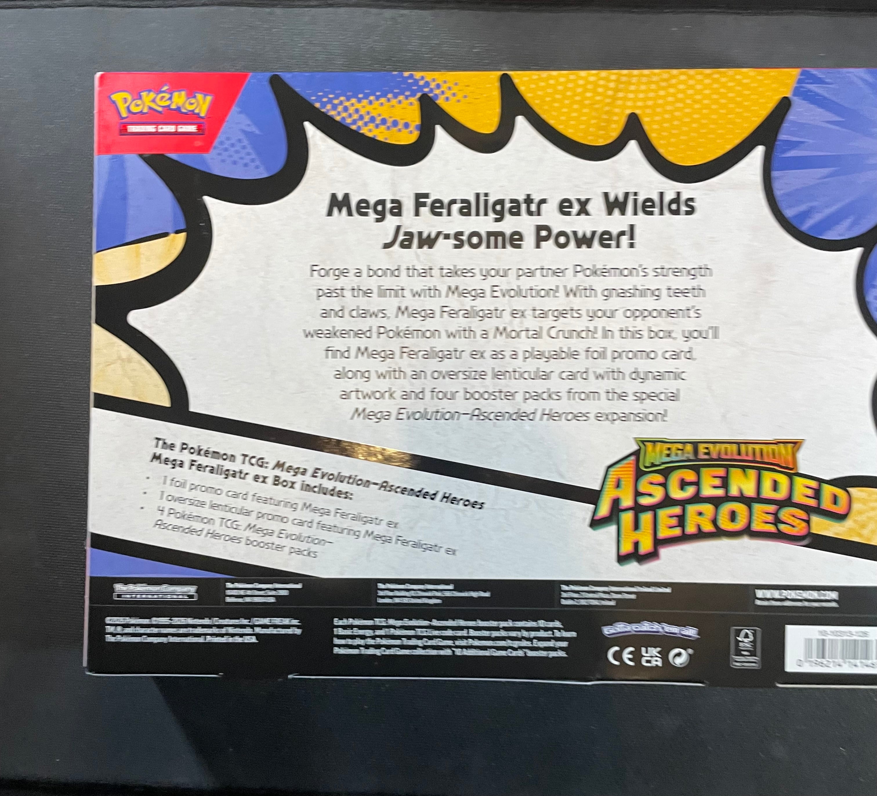 Pokemon TCG Mega Feraligatr ex Box Ascended Heroes Sealed 4 Booster Packs