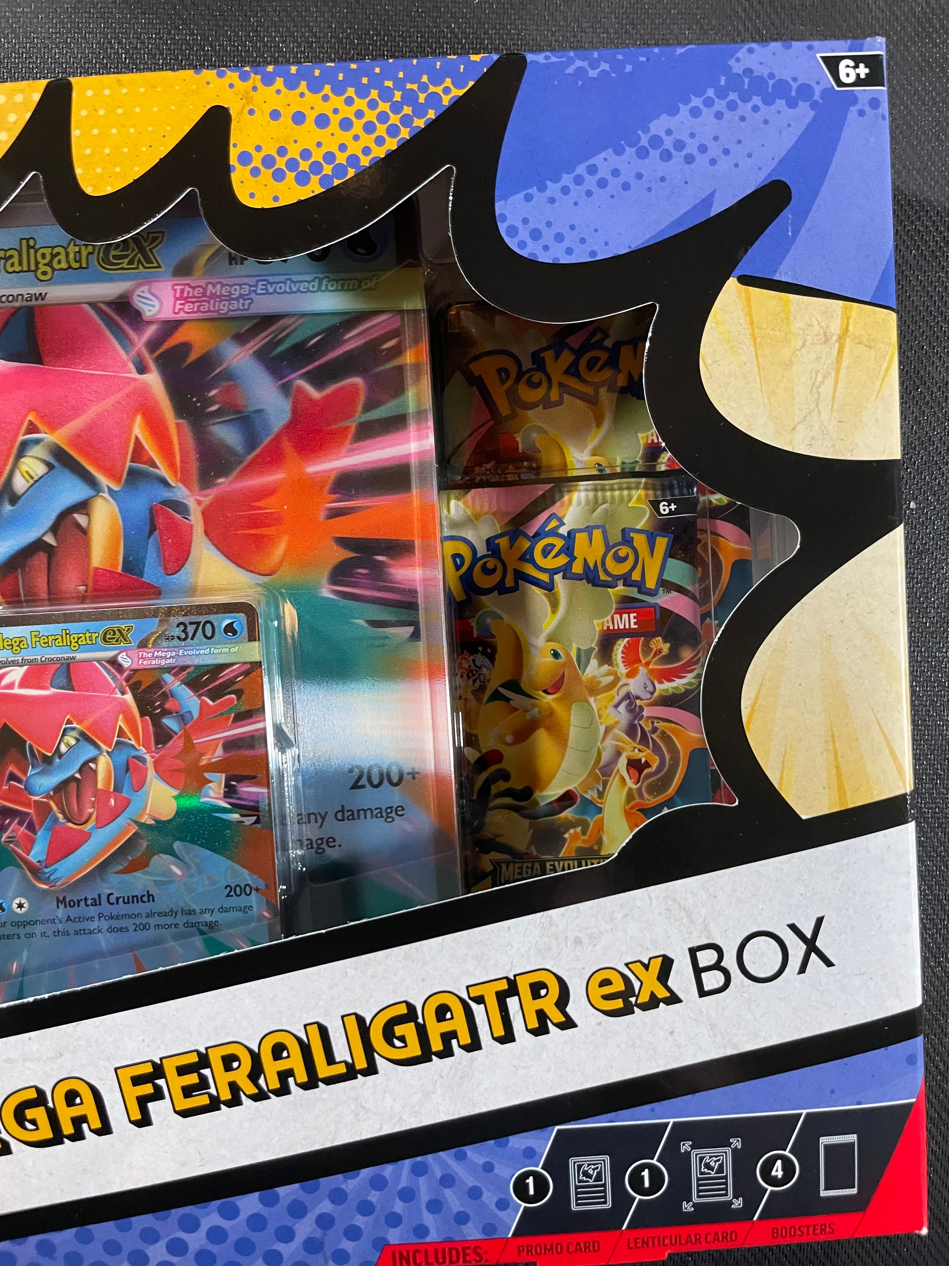 Pokemon TCG Mega Feraligatr ex Box Ascended Heroes Sealed 4 Booster Packs