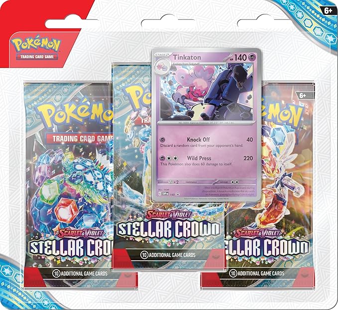 Pokemon Scarlet and Violet Stellar Crown 3-Pack Blister - Tinkaton