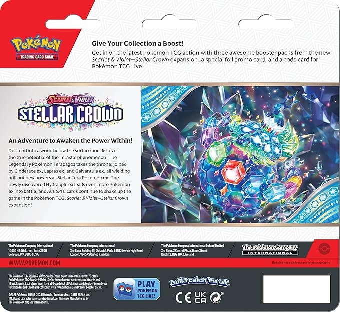 Pokemon Scarlet and Violet Stellar Crown 3-Pack Blister - Tinkaton